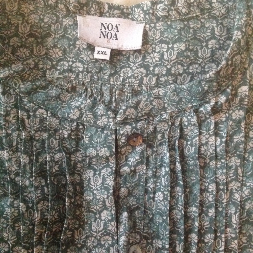 Green Patterned Noa Noa Pintuck Tunic